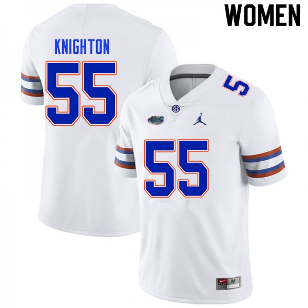 Women #55 Hayden Knighton Florida Gators College Football Jersey White